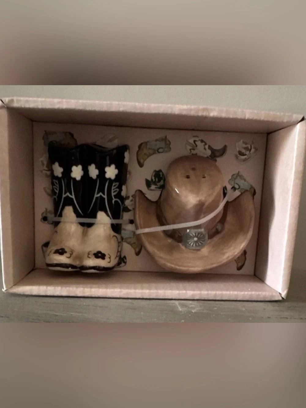 Blue Sky Salt & Pepper Gift Set with Tan, Black, Cream and Purple Accents